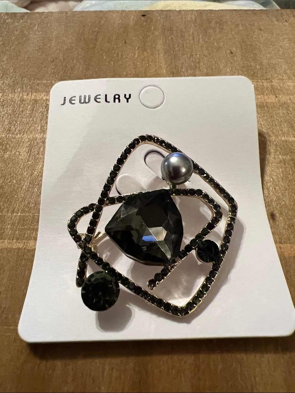 3/$18 Fashion Jewelry Black Crystal Geometric Brooch Lot 477